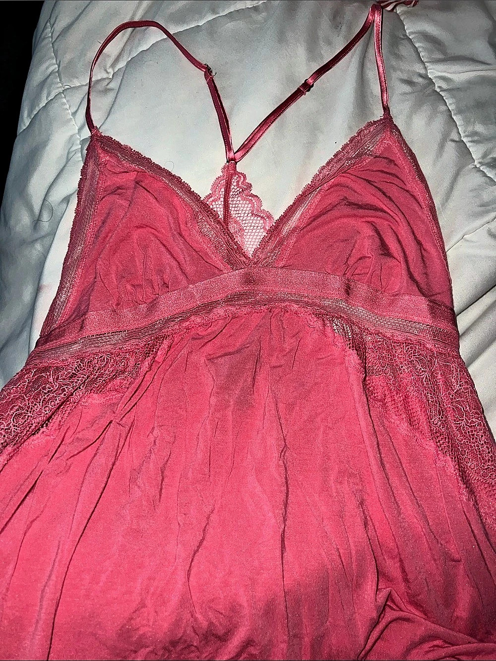 Victoria's Secret Modal Lace-Trim Chemise Slip Pink XL